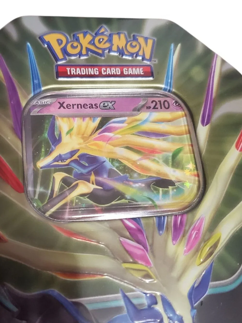 Pokemon TCG Xerneas EX Tin With 4 Booster Packs & Code & 1 Foil Promo card